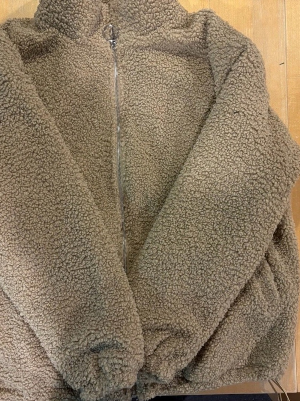 Long Tall Sally Cozy Teddy Sherpa Zip-Up Jacket - Taupe